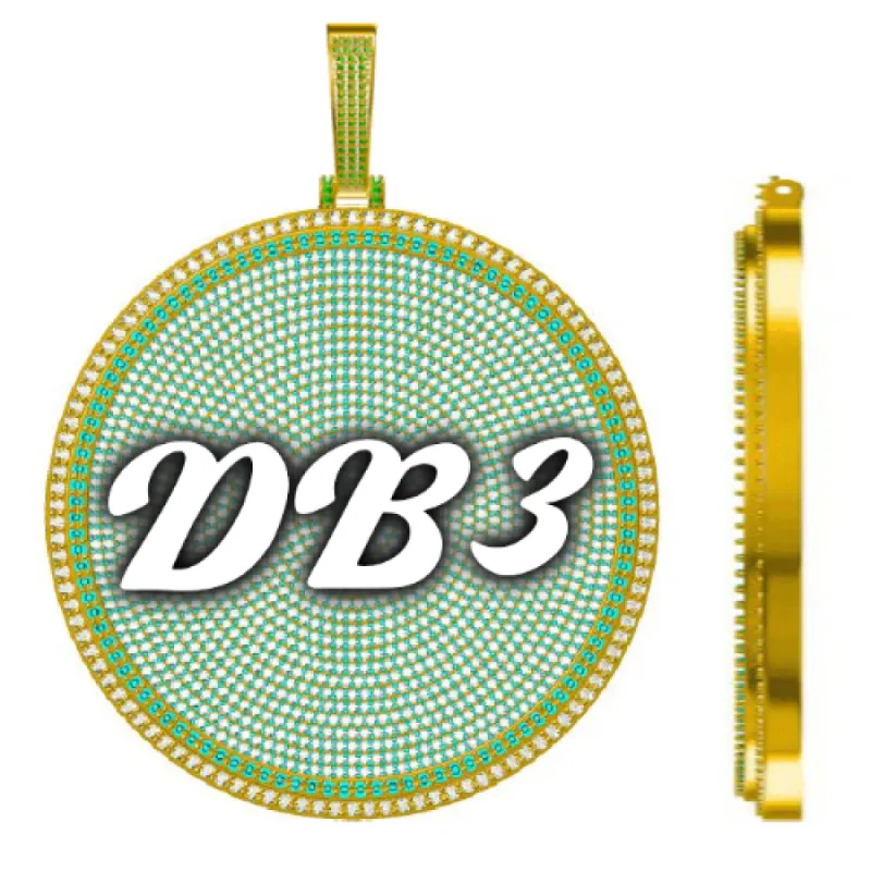 CUSTOM LETTER NECKLACE 3D BIG DISC sold by The GUU Shop