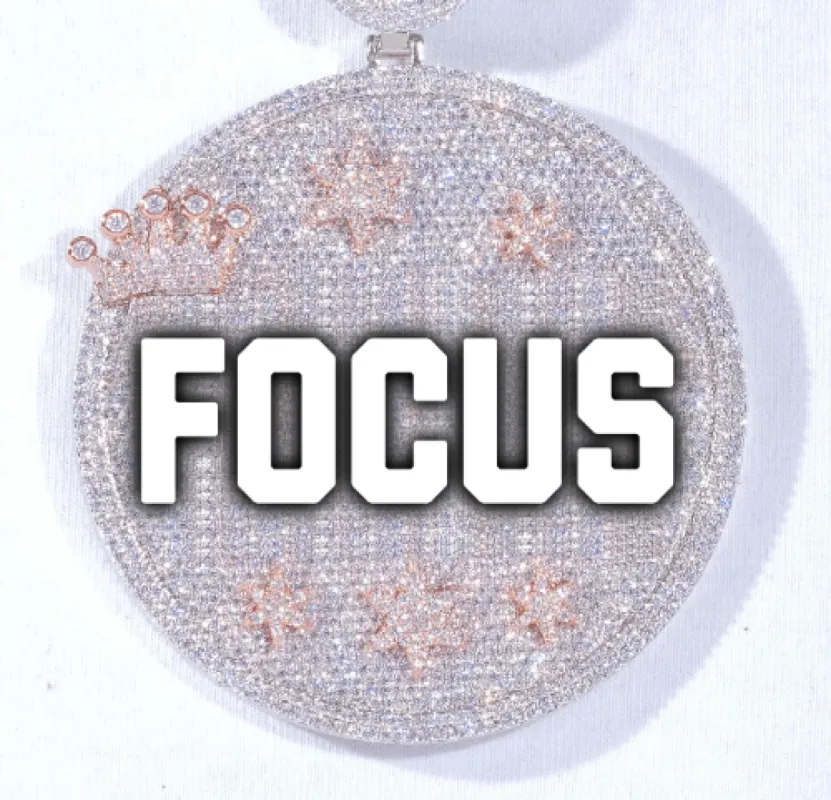 CUSTOM LETTER NECKLACE 3D BIG CROWN DISC sold by The GUU Shop