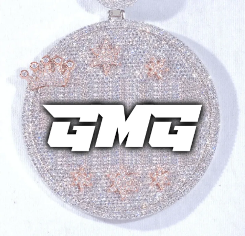 CUSTOM LETTER NECKLACE 3D BIG CROWN DISC sold by The GUU Shop