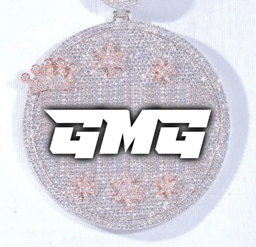 CUSTOM LETTER NECKLACE 3D BIG CROWN DISC sold by The GUU Shop