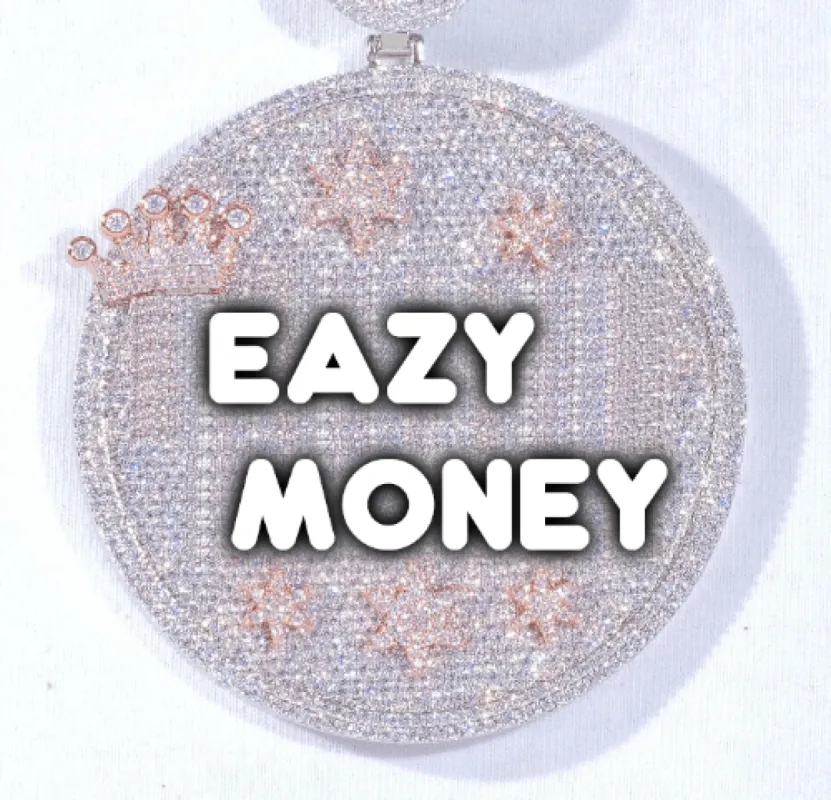 CUSTOM LETTER NECKLACE 3D BIG CROWN DISC sold by The GUU Shop