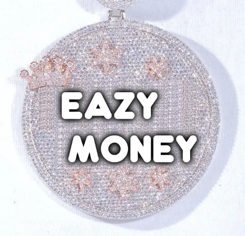 CUSTOM LETTER NECKLACE 3D BIG CROWN DISC sold by The GUU Shop