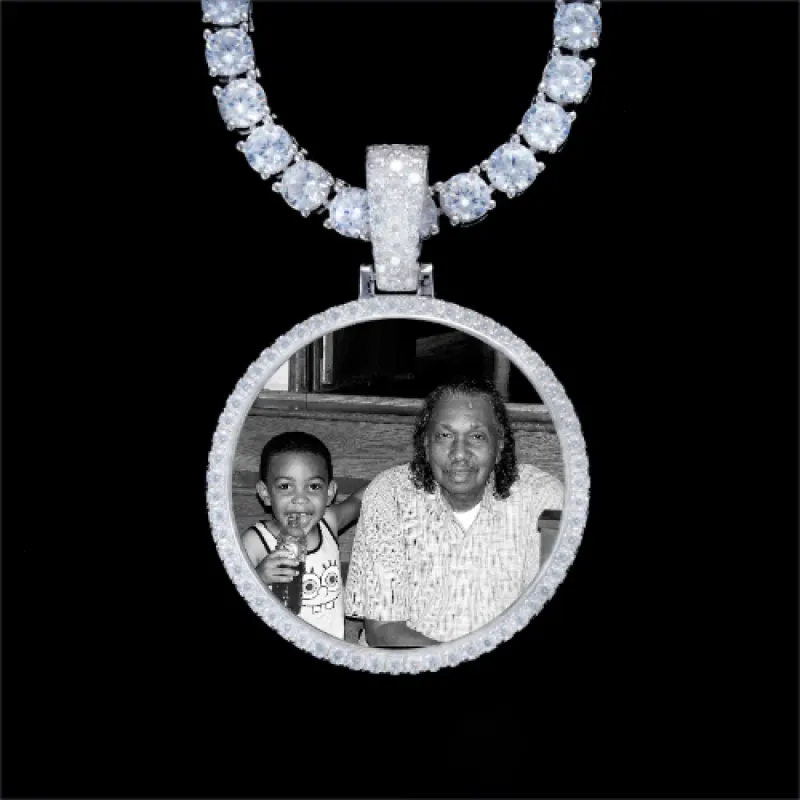 925S & VVS Moissanite 3D Circle Custom Picture Pendant sold by The GUU Shop