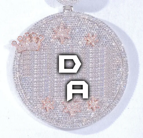 CUSTOM LETTER NECKLACE 3D BIG CROWN DISC sold by The GUU Shop