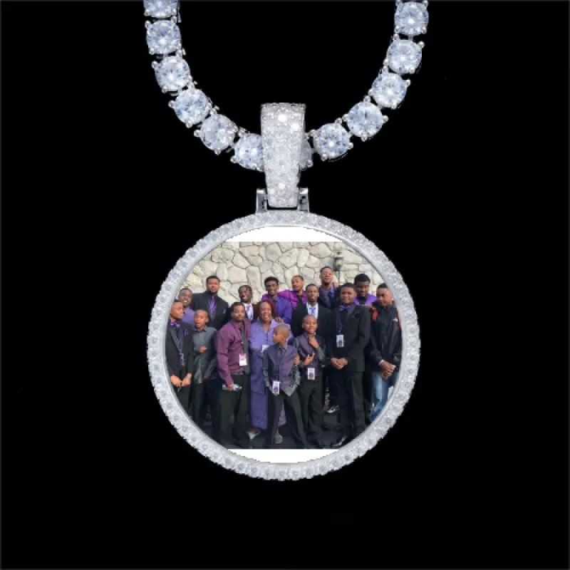 925S & VVS Moissanite 3D Circle Custom Picture Pendant sold by The GUU Shop