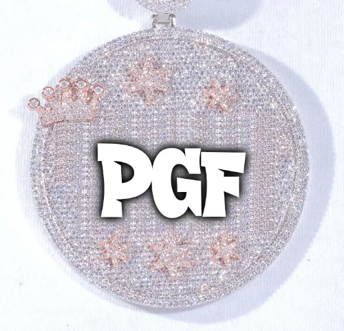 CUSTOM LETTER NECKLACE 3D BIG CROWN DISC sold by The GUU Shop