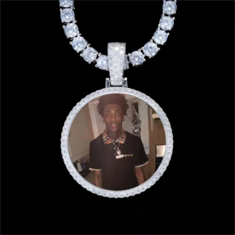 925S & VVS Moissanite 3D Circle Custom Picture Pendant sold by The GUU Shop