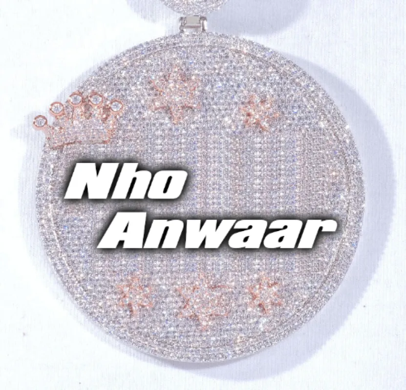 CUSTOM LETTER NECKLACE 3D BIG CROWN DISC sold by The GUU Shop