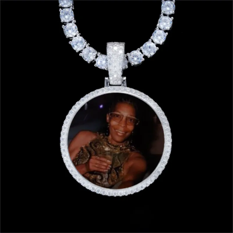 925S & VVS Moissanite 3D Circle Custom Picture Pendant sold by The GUU Shop