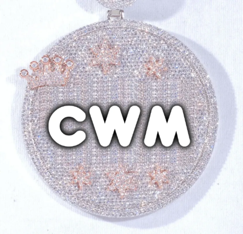 CUSTOM LETTER NECKLACE 3D BIG CROWN DISC sold by The GUU Shop