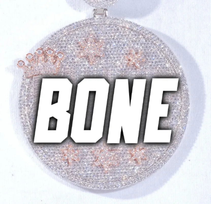 CUSTOM LETTER NECKLACE 3D BIG CROWN DISC made by The GUU Shop