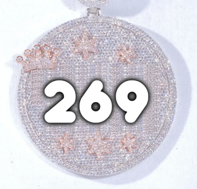 CUSTOM LETTER NECKLACE 3D BIG CROWN DISC sold by The GUU Shop