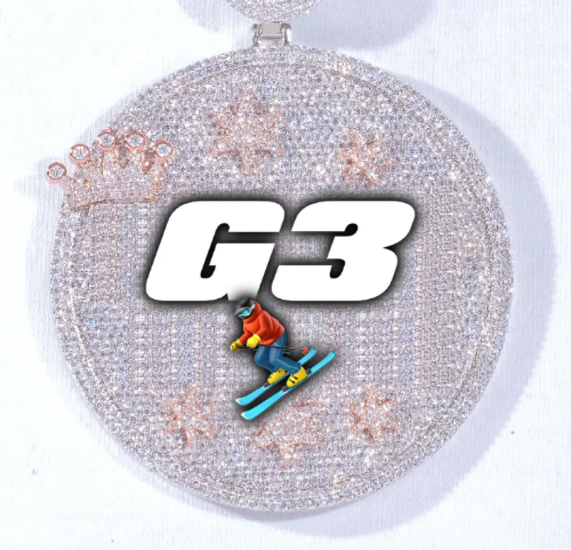 CUSTOM LETTER NECKLACE 3D BIG CROWN DISC sold by The GUU Shop