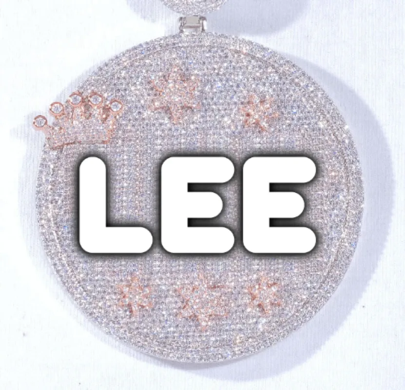 CUSTOM LETTER NECKLACE 3D BIG CROWN DISC sold by The GUU Shop