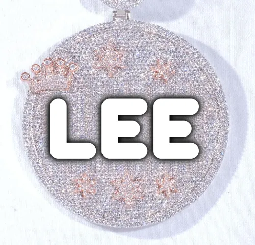 CUSTOM LETTER NECKLACE 3D BIG CROWN DISC sold by The GUU Shop