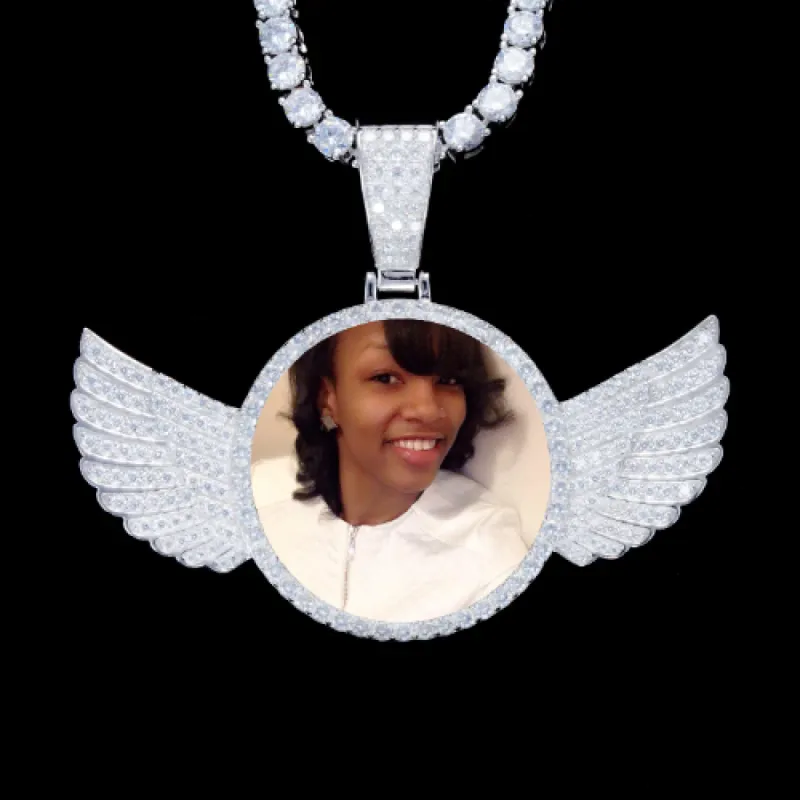 925S & VVS Moissanite 3D Wing Custom Picture Pendant sold by The GUU Shop