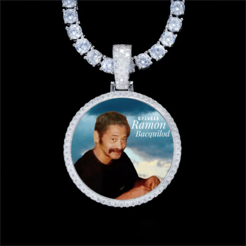 925S & VVS Moissanite 3D Circle Custom Picture Pendant sold by The GUU Shop
