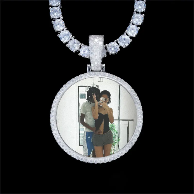 925S & VVS Moissanite 3D Circle Custom Picture Pendant sold by The GUU Shop