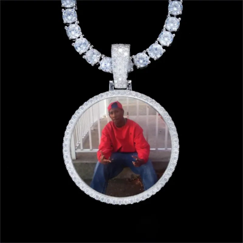 925S & VVS Moissanite 3D Circle Custom Picture Pendant sold by The GUU Shop