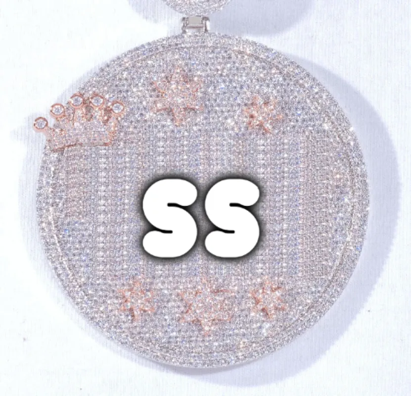 CUSTOM LETTER NECKLACE 3D BIG CROWN DISC sold by The GUU Shop