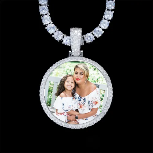925S & VVS Moissanite 3D Circle Custom Picture Pendant sold by The GUU Shop