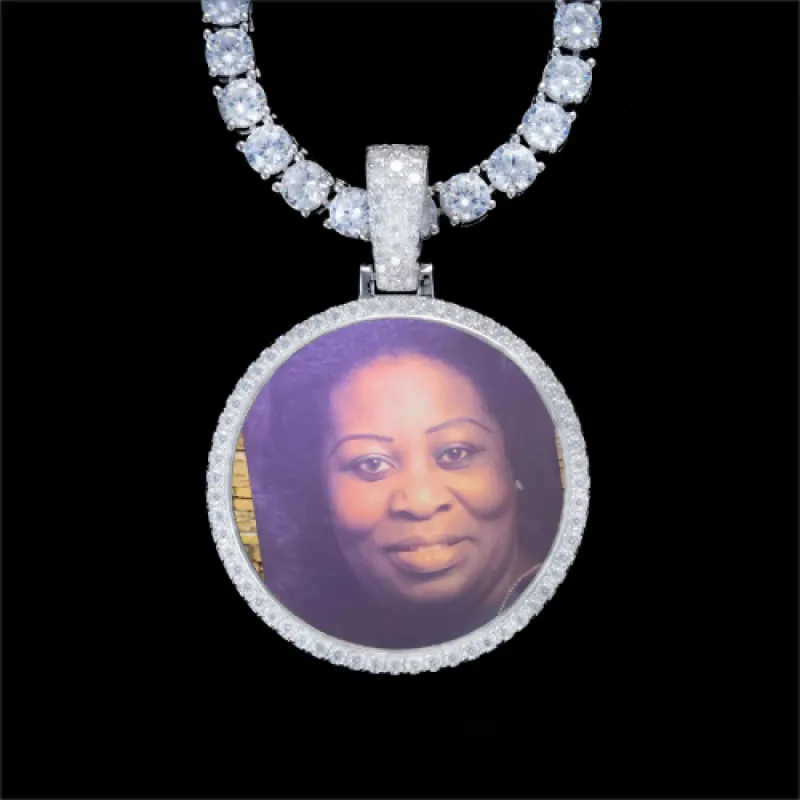 925S & VVS Moissanite 3D Circle Custom Picture Pendant sold by The GUU Shop