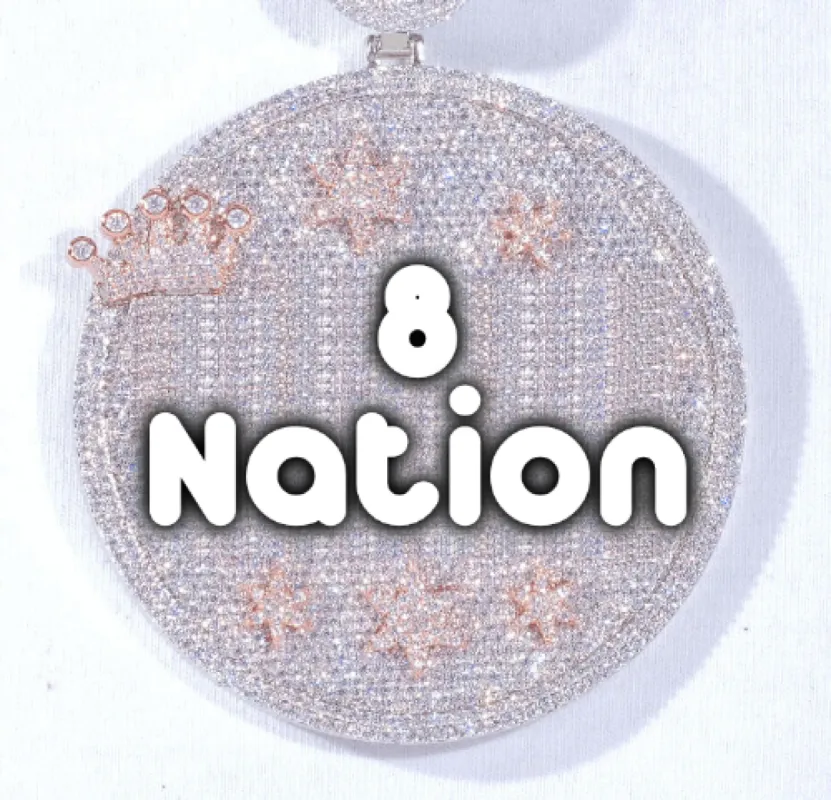 CUSTOM LETTER NECKLACE 3D BIG CROWN DISC sold by The GUU Shop