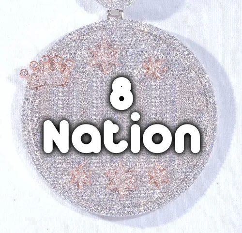 CUSTOM LETTER NECKLACE 3D BIG CROWN DISC sold by The GUU Shop