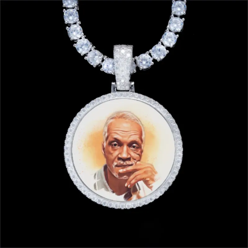 925S & VVS Moissanite 3D Circle Custom Picture Pendant sold by The GUU Shop