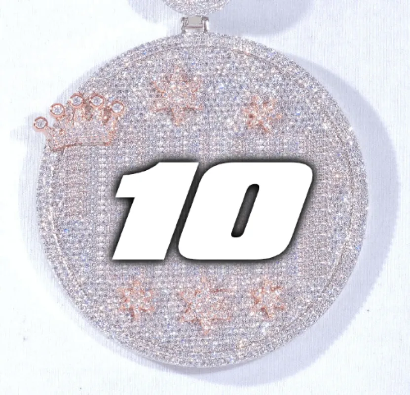 CUSTOM LETTER NECKLACE 3D BIG CROWN DISC sold by The GUU Shop