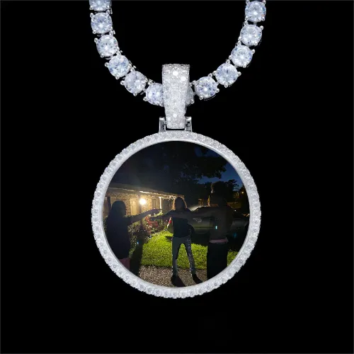 925S & VVS Moissanite 3D Circle Custom Picture Pendant sold by The GUU Shop