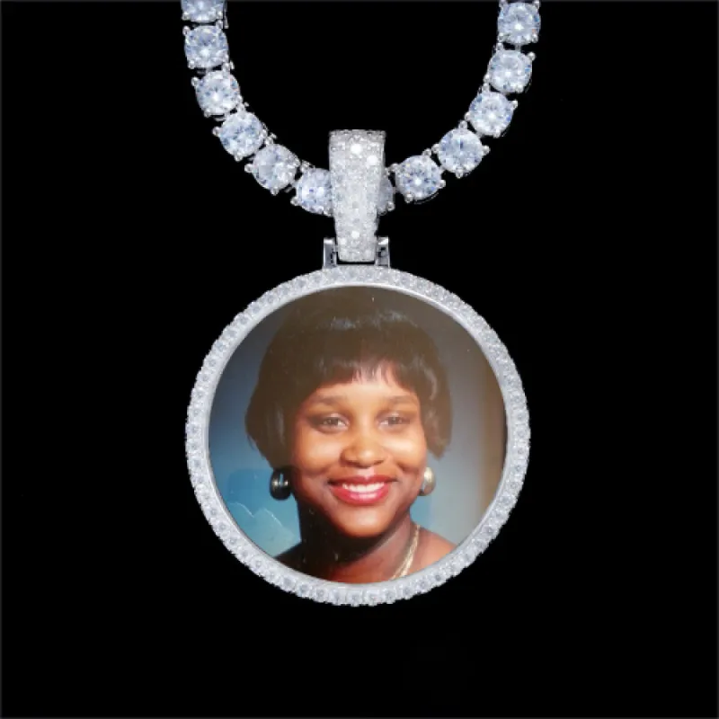 925S & VVS Moissanite 3D Circle Custom Picture Pendant sold by The GUU Shop