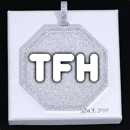 CUSTOM LETTER NECKLACE 3D BIG OCTAGON sold by The GUU Shop