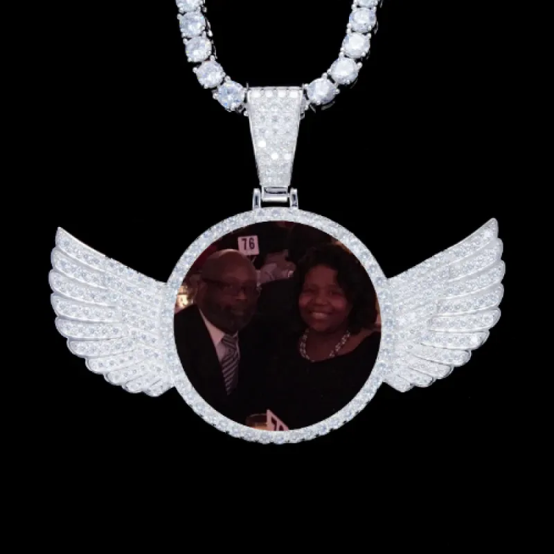 925S & VVS Moissanite 3D Wing Custom Picture Pendant sold by The GUU Shop