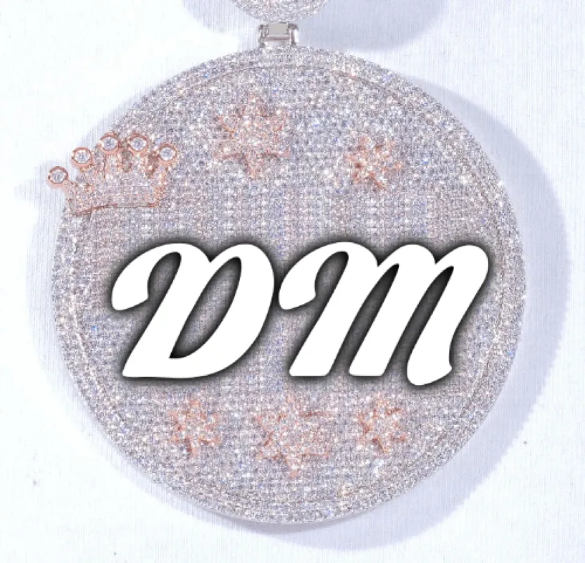 CUSTOM LETTER NECKLACE 3D BIG CROWN DISC sold by The GUU Shop