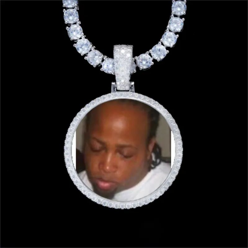 925S & VVS Moissanite 3D Circle Custom Picture Pendant sold by The GUU Shop