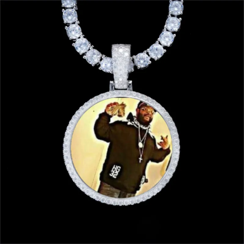 925S & VVS Moissanite 3D Circle Custom Picture Pendant sold by The GUU Shop