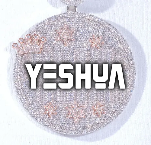 CUSTOM LETTER NECKLACE 3D BIG CROWN DISC sold by The GUU Shop