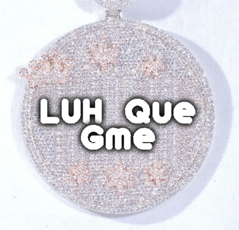 CUSTOM LETTER NECKLACE 3D BIG CROWN DISC sold by The GUU Shop