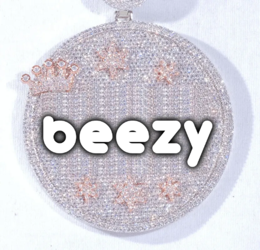 CUSTOM LETTER NECKLACE 3D BIG CROWN DISC sold by The GUU Shop