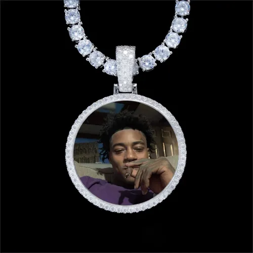 925S & VVS Moissanite 3D Circle Custom Picture Pendant sold by The GUU Shop