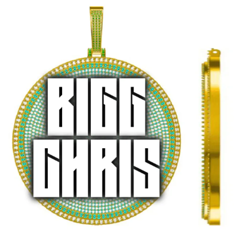 CUSTOM LETTER NECKLACE 3D BIG DISC sold by The GUU Shop