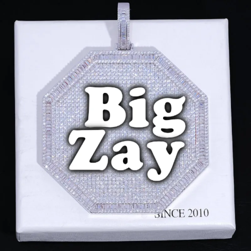 CUSTOM LETTER NECKLACE 3D BIG OCTAGON sold by The GUU Shop