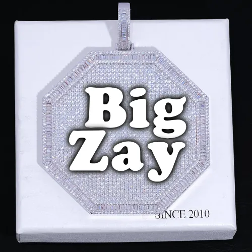 CUSTOM LETTER NECKLACE 3D BIG OCTAGON sold by The GUU Shop