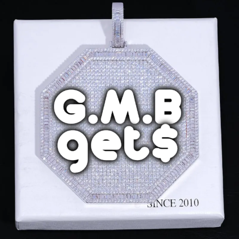 CUSTOM LETTER NECKLACE 3D BIG OCTAGON sold by The GUU Shop
