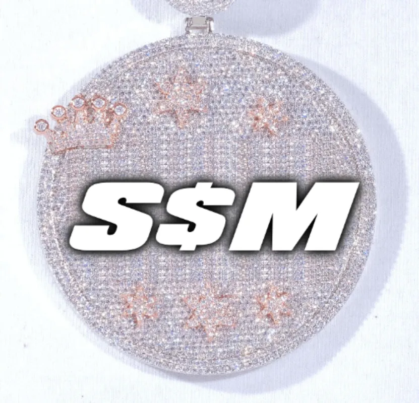 CUSTOM LETTER NECKLACE 3D BIG CROWN DISC sold by The GUU Shop