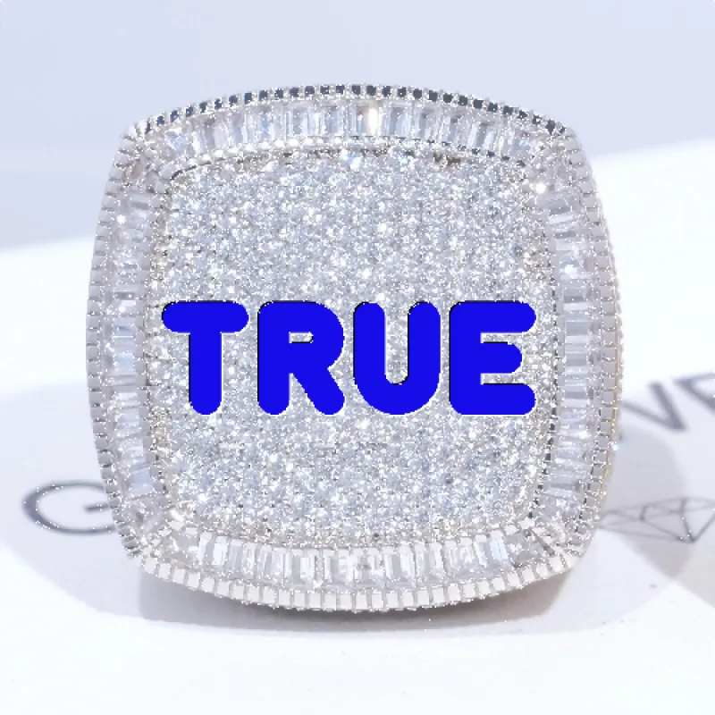 CUSTOM LETTER 3D ICED RING sold by The GUU Shop