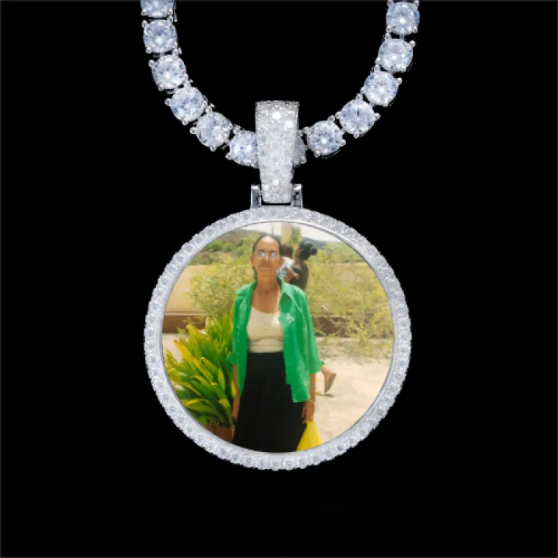 925S & VVS Moissanite 3D Circle Custom Picture Pendant sold by The GUU Shop
