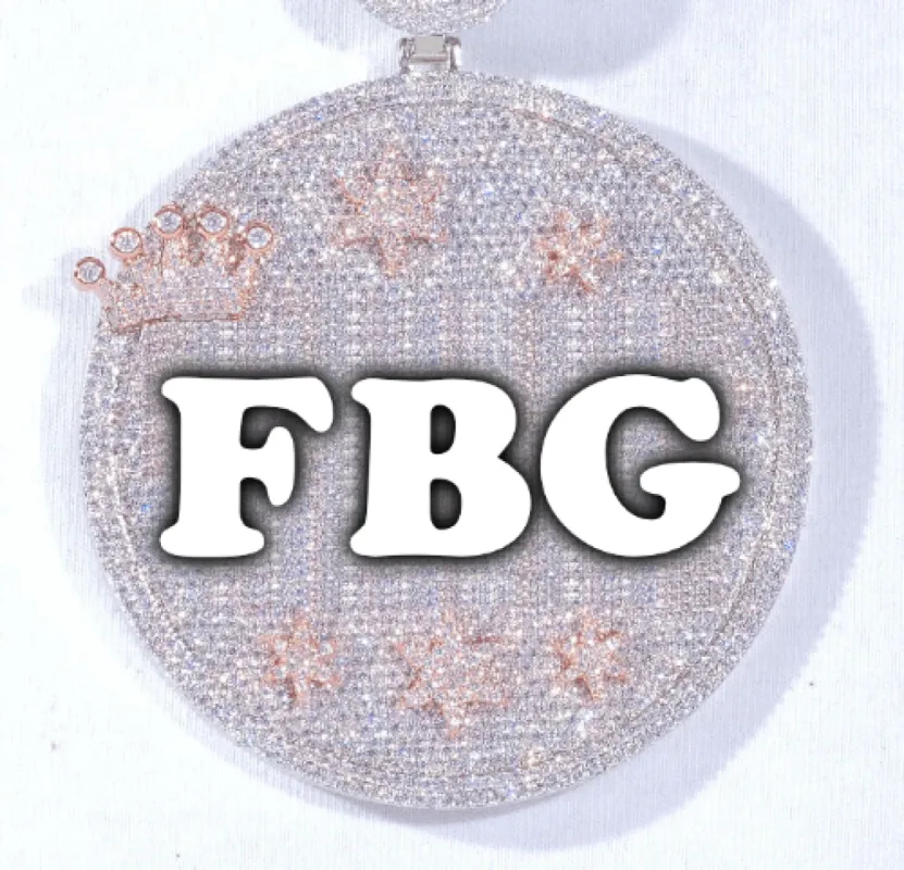 CUSTOM LETTER NECKLACE 3D BIG CROWN DISC sold by The GUU Shop