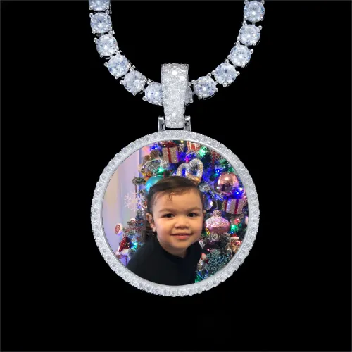 925S & VVS Moissanite 3D Circle Custom Picture Pendant sold by The GUU Shop